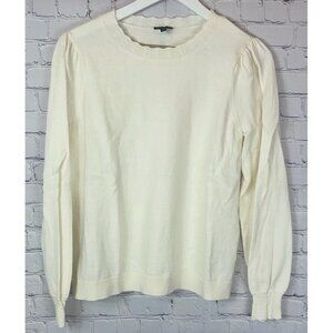 TALBOTS Women’s Cream Wool Blend Scalloped Edge Sweater Size Large Petite